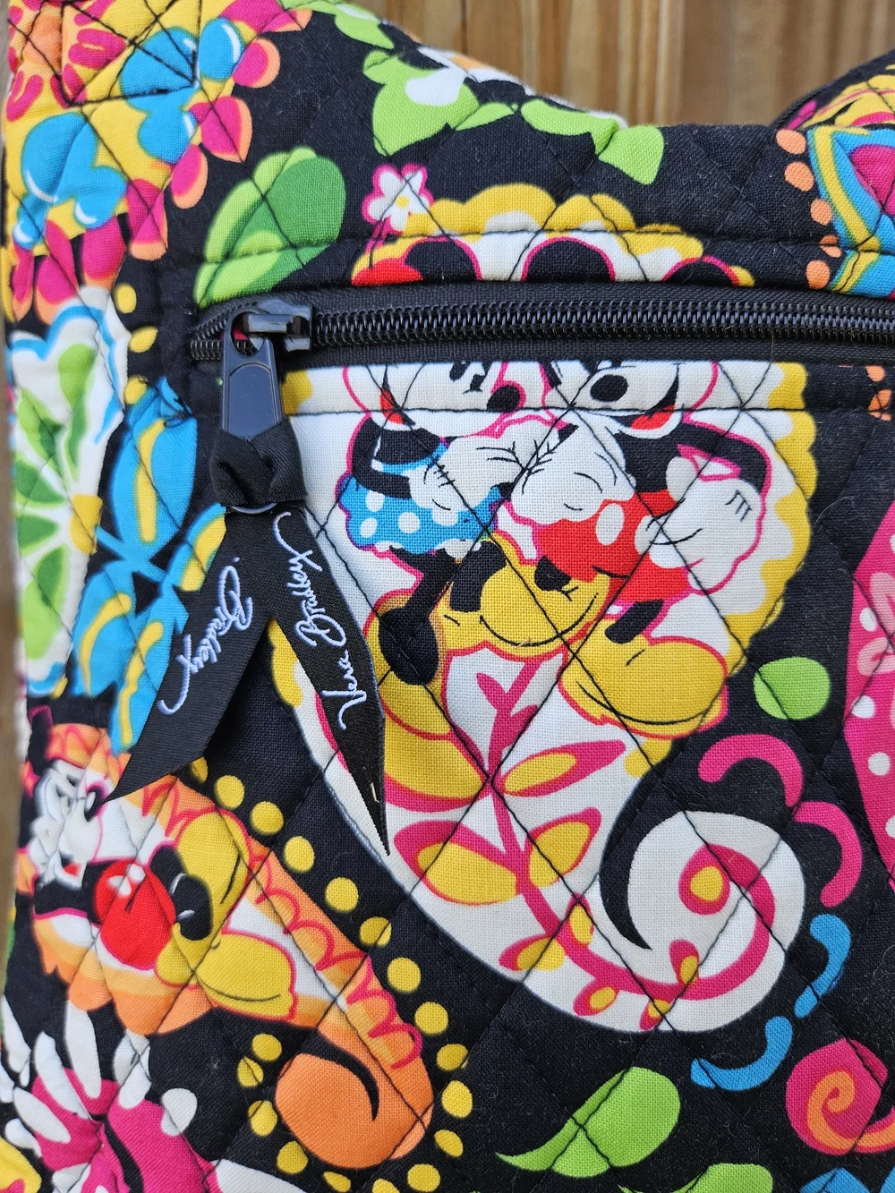 Vera Bradley Black Floral Minnie Quilted Crossbody Bag